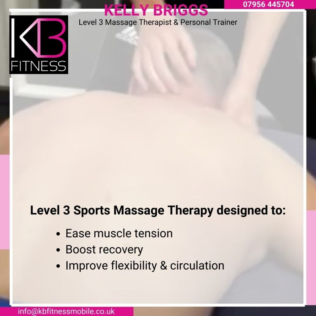 Client receiving sports massage therapy to improve muscle recovery and circulation.