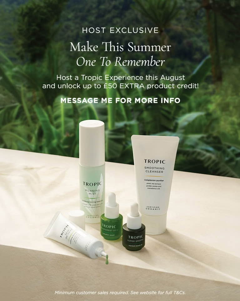 Tropic Pamper Day or Night with natural skincare, beauty products and host rewards from Kelly Briggs